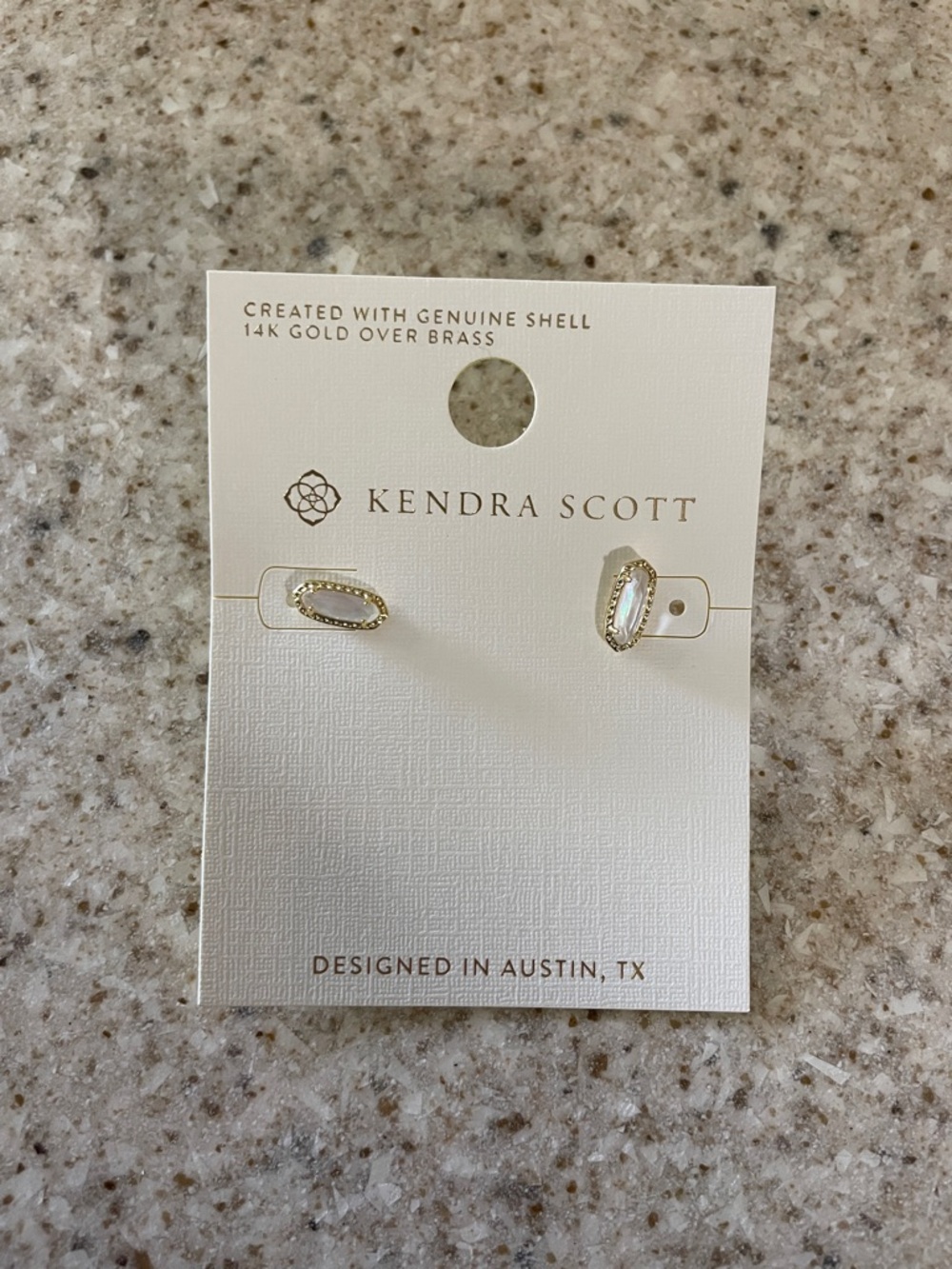 Kendra Scott Gold Stud Earrings with White Shell